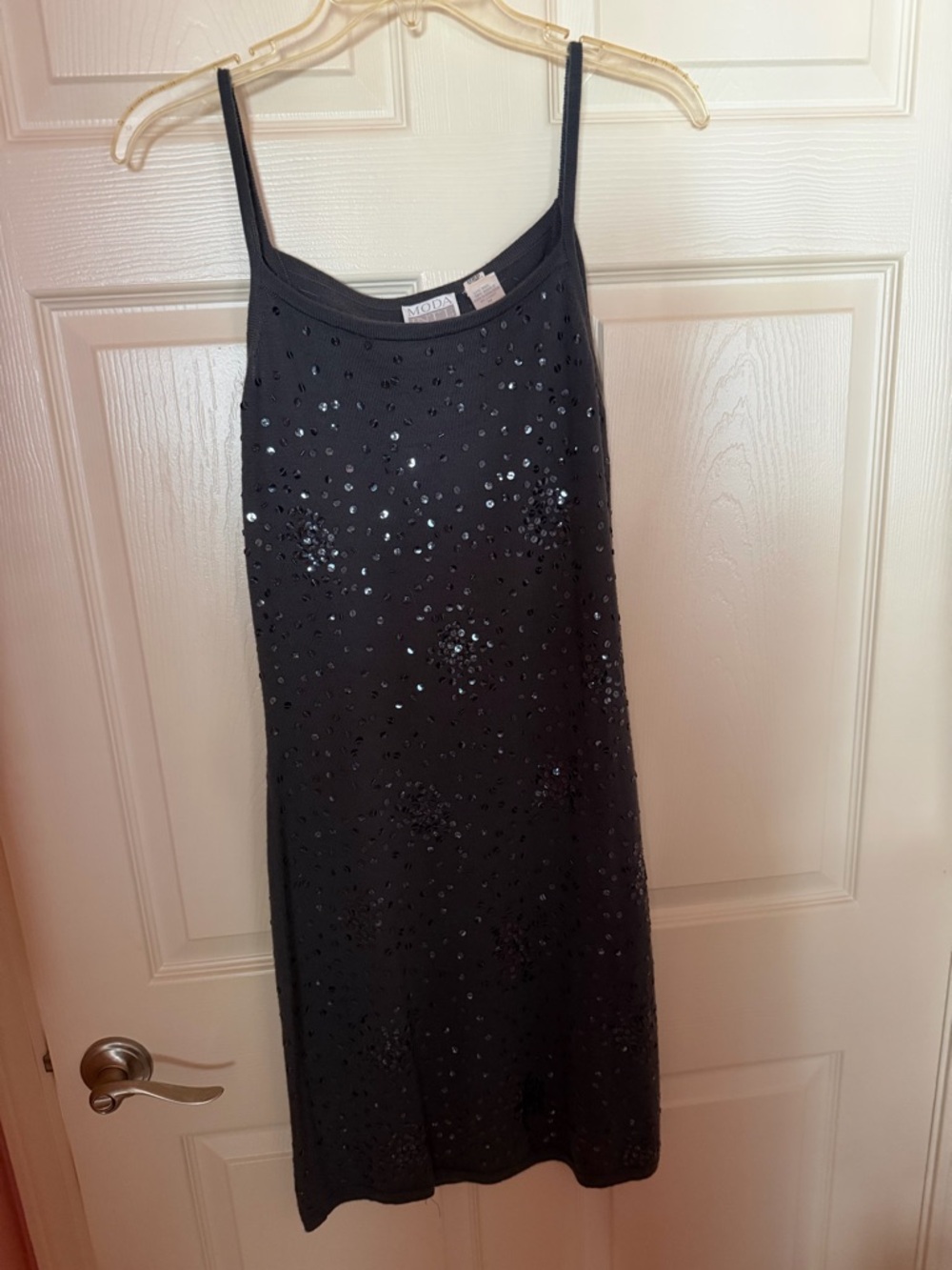 Moda Black Sequined Midi Slip Dress